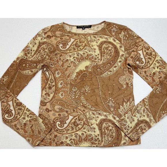 Womens Size Medium Olivier Goureau Cashmere and Silk Blend Paisley Print Sweater - Picture 1 of 9